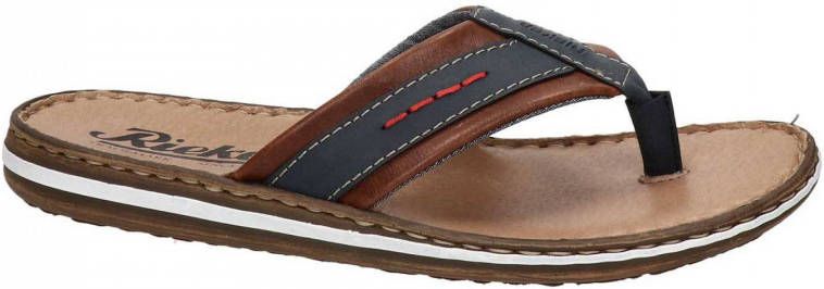 Rieker teenslippers cognac/donkerblauw - Schoenen.nl