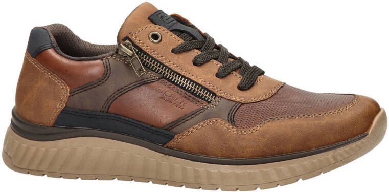 Rieker Comfortabele Herensneaker in Warme Bruine Tinten Brown Heren