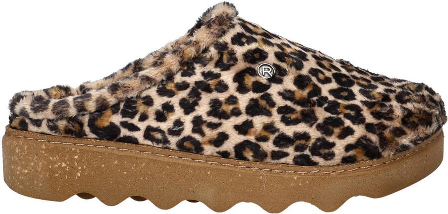 Rohde pantoffels met panterprint beige zwart