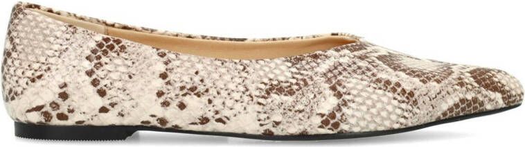 Sacha ballerina's met slangenprint beige bruin