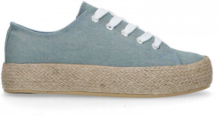 Sacha canvas sneakers met espadrillezool blauw