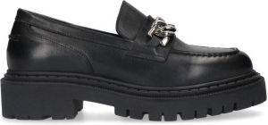 Sacha chunky leren loafers met ketting zwart