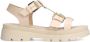 Sacha Dames Beige leren plateau sandalen met goudkleurige buckles - Thumbnail 1
