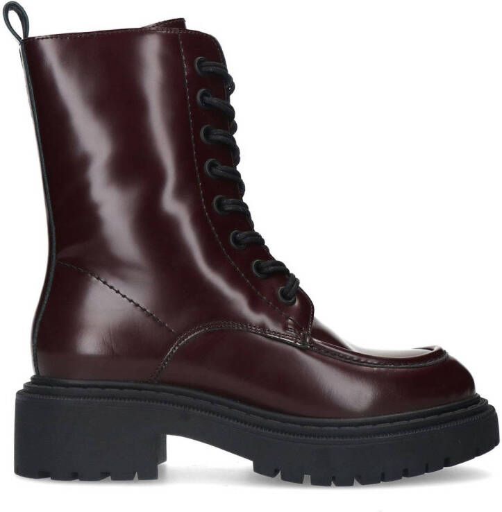 Sacha chunky leren veterboots donkerrood