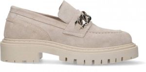 Sacha chunky suède loafers met ketting beige