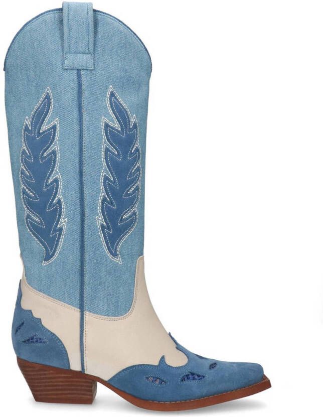 Sacha Dames Limited Edition Blauwe denim cowboylaarzen