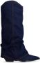 Sacha Dames Donkerblauwe denim cowboylaarzen met flap - Thumbnail 1
