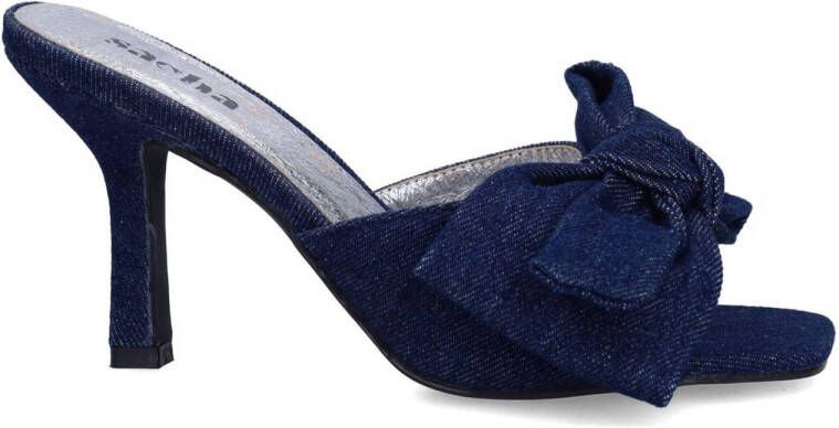 Sacha Dames Donkerblauwe muiltjes met hak en strik
