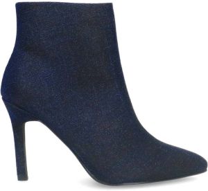 Sacha Dames Donkerblauwe glitter enkellaarsjes met naaldhak