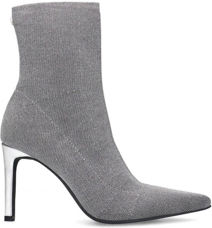Sacha Dames Zilveren sock boots met naaldhak