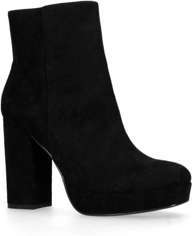 Sacha Dames Zwarte enkellaarsjes met plateau zool en hak - Schoenen.nl