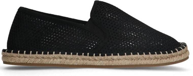 Sacha Heren Zwarte mesh loafers met touwzool