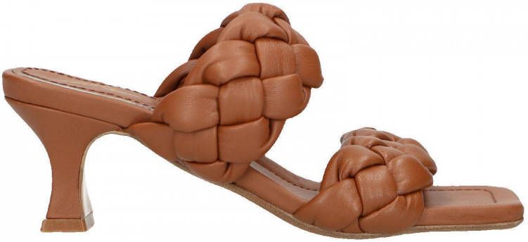 Sacha Dames Bruine leren muiltjes met gevlochten banden - Schoenen.nl