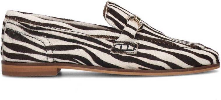 Sacha harige loafers met gesp en zebraprint zwart