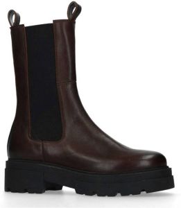 Sacha Dames Donkerbruine leren chelsea boots