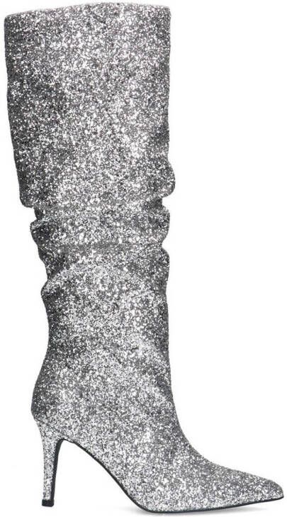 Sacha Dames Zilveren hoge glitter laarzen