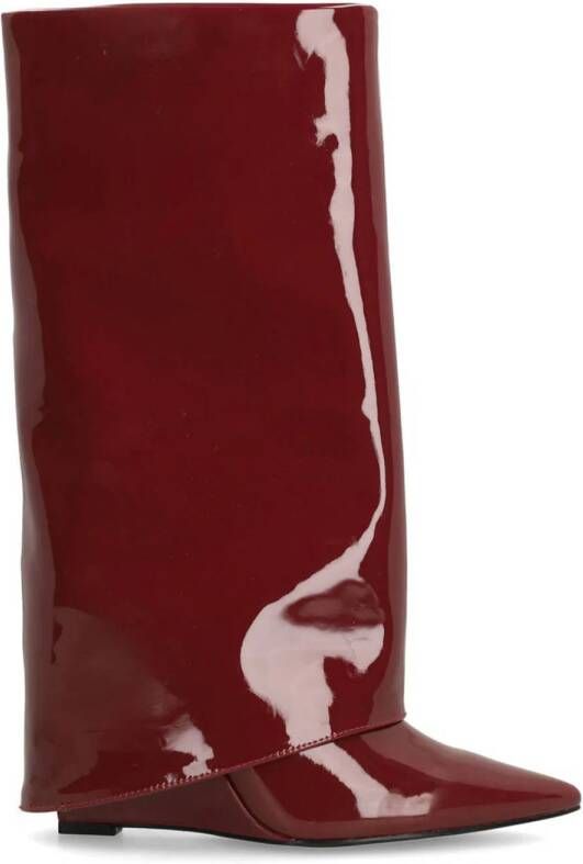 Sacha lak hoge laarzen met flap bordeaux