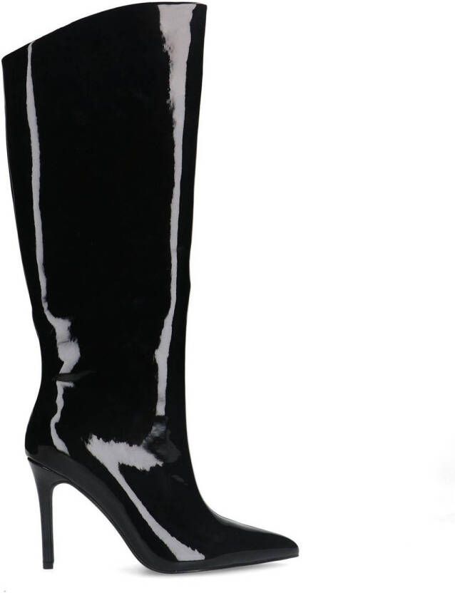Sacha Dames Zwarte laklook laarzen met naaldhak