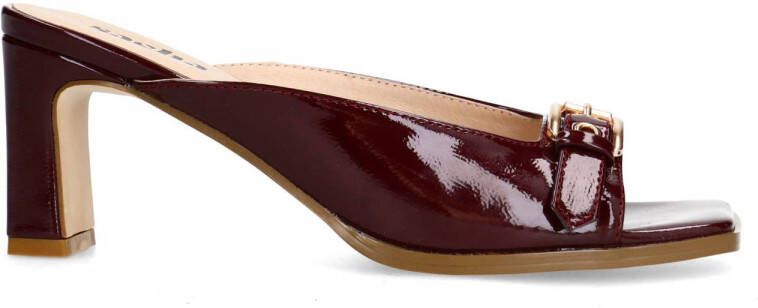 Sacha Dames Bordeaux sandalen met hak en buckle