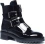 Sacha Dames Lak leren biker boots met gespen en rits - Thumbnail 1