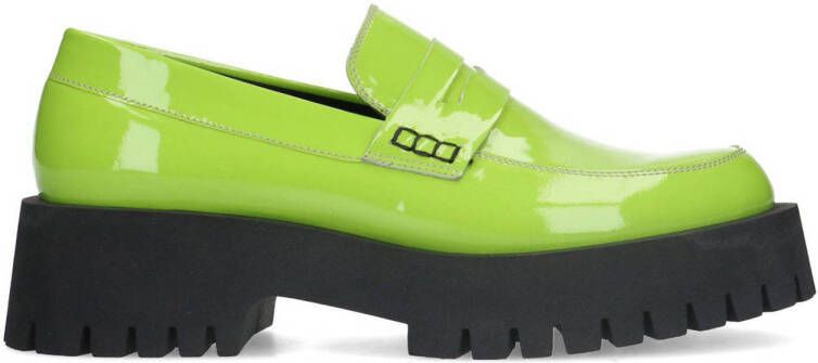 Sacha lakleren loafers limegroen