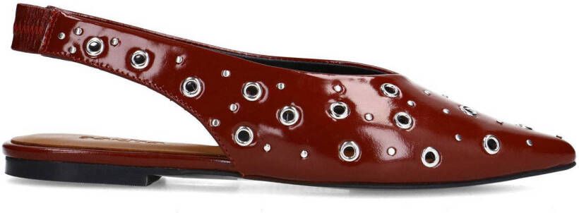 Sacha Dames Burgundy leren slingbacks met zilverkleurige studs