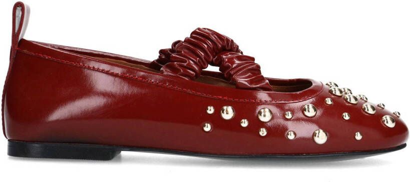 Sacha Dames Rode leren ballerina's met studs