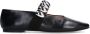 Sacha Dames Zwarte leren ballerina's met zilverkleurige studs - Thumbnail 1