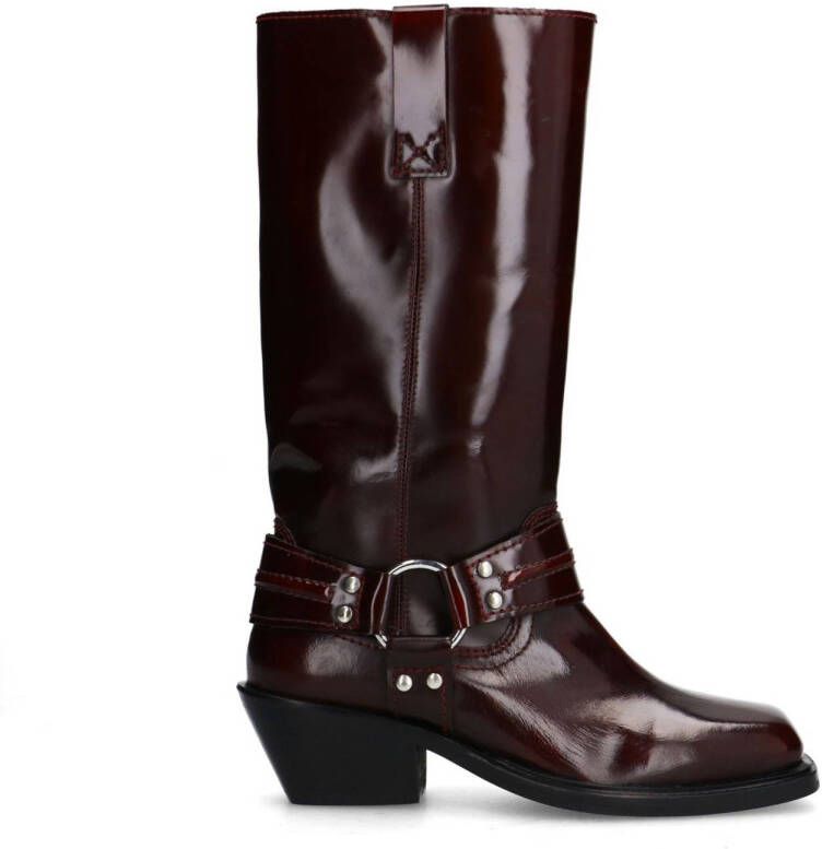 Sacha Dames Burgundy leren biker boots