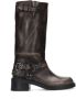 Sacha Dames PRE-ORDER Greywashed buckle biker boots - Thumbnail 1