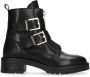 Sacha Dames Zwarte biker boots met goudkleurige gespen - Thumbnail 1