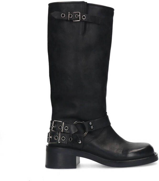 Sacha Dames PRE-ORDER Zwarte buckle biker boots