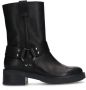 Sacha Dames Zwarte biker enkelboots met zilverkleurige buckle - Thumbnail 1