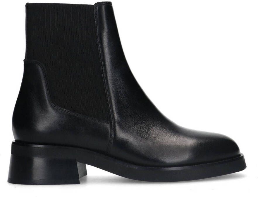 Sacha Zwarte leren chelsea boots