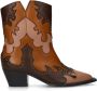 Sacha Dames Cognac leren western enkellaarsjes met sierstiksels - Thumbnail 1