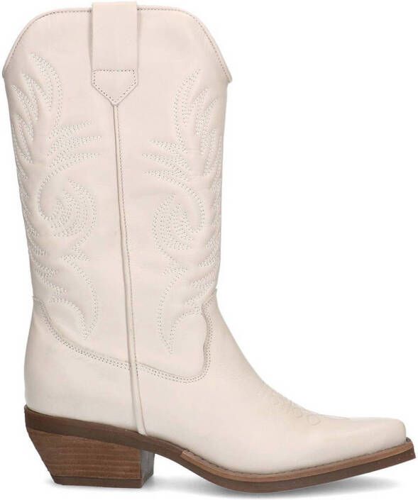 Sacha Dames Off white leren cowboylaarzen