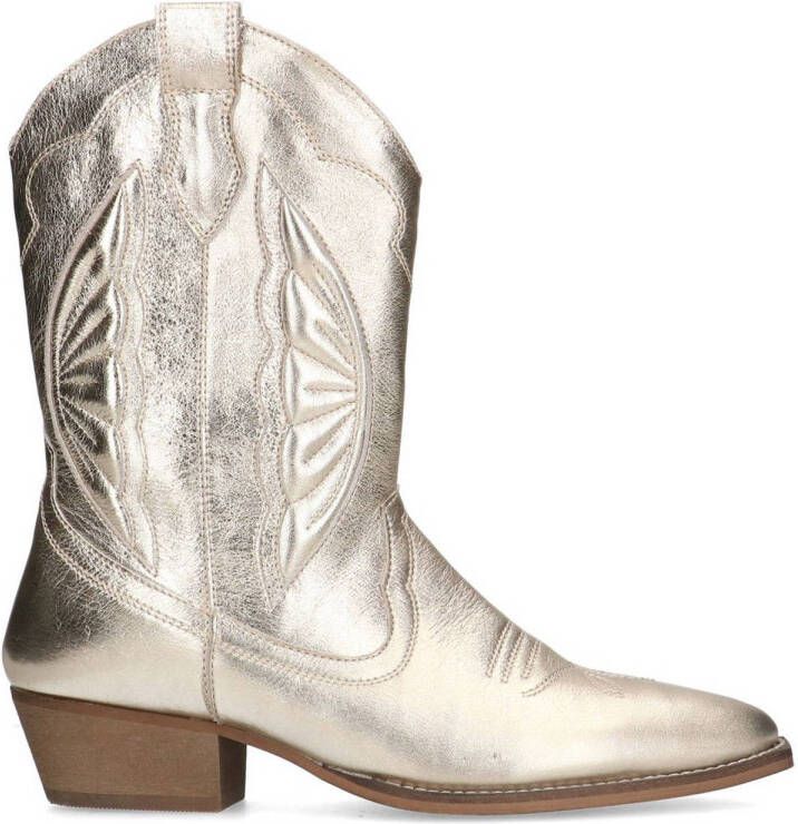 Sacha leren cowboylaarzen goud metallic