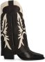 Sacha Dames Zwarte leren cowboylaarzen met flap - Thumbnail 1