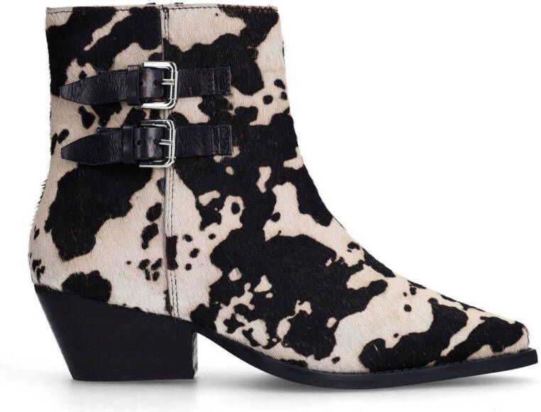 Sacha leren cowboylaarzen met koeienprint zwart