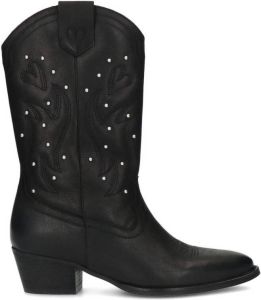 Sacha Dames Zwarte cowboy enkellaarsjes met studs