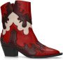 Sacha Dames Rode leren western enkellaarsjes met sierstiksels - Thumbnail 1