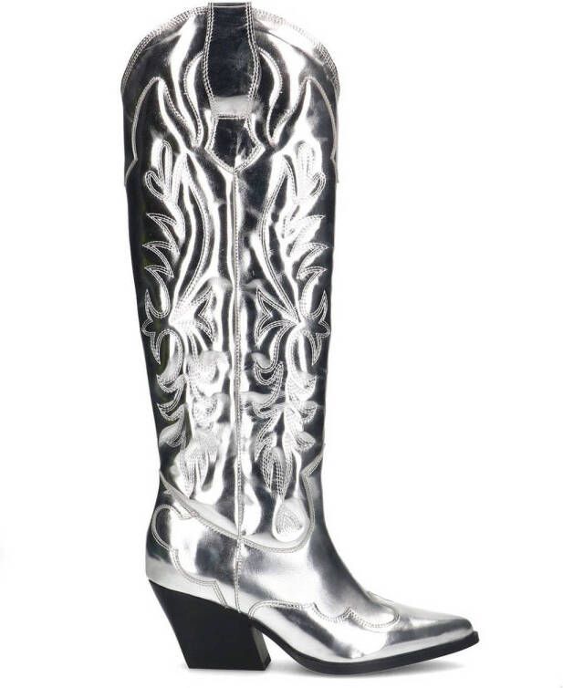 Sacha Dames Limited edition zilverkleurige metallic cowboylaarzen