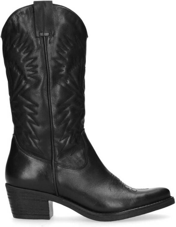 Sacha Zwarte cowboylaarzen met sierstiksels - Schoenen.nl
