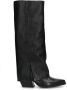 Sacha Dames Zwarte hoge leren cowboylaarzen met flap - Thumbnail 1
