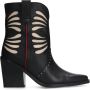 Sacha Dames Zwarte leren cowboylaarzen met beige details - Thumbnail 1