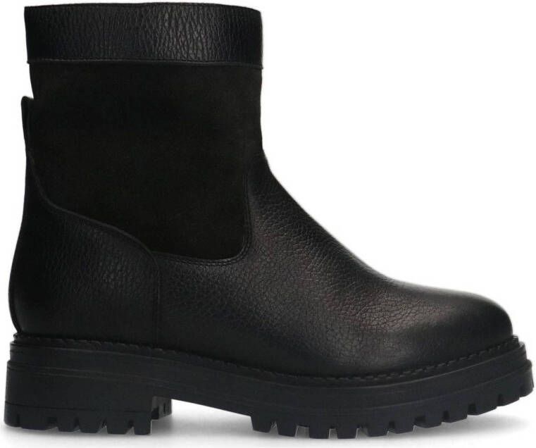 Sacha leren enkelboots zwart