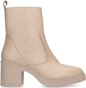 Sacha Dames Beige leren enkellaarsjes met hak