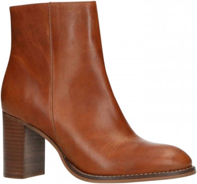 Sacha Dames Cognac enkellaarsjes met hak