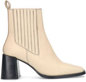 Sacha Dames Off white leren enkellaarsjes met blokhak