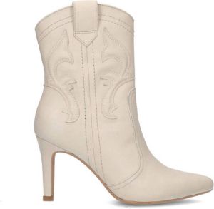 Sacha Dames Off white western enkellaarsjes met naaldhak